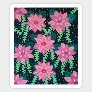 Colorful Floral on Black Background Sticker